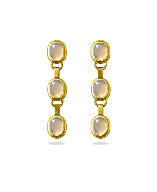 Triple Station Dangle Earrings - Blue Chalcedony