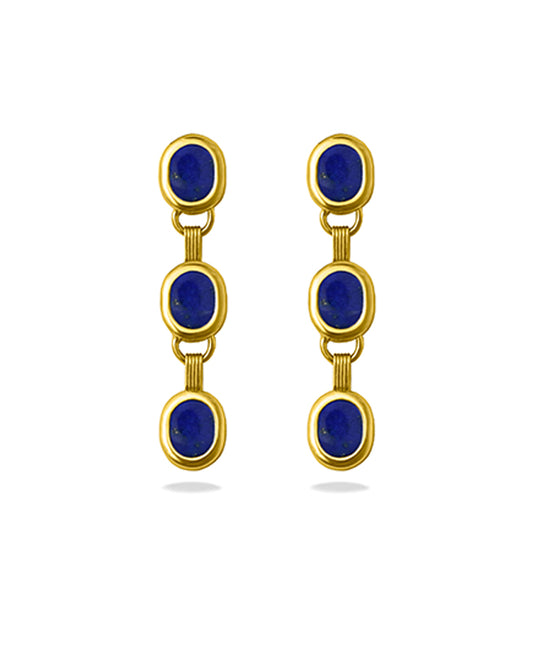 Lapis Lazuli Triple Station Earrings