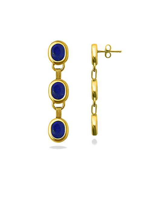 Lapis Lazuli Triple Station Earrings