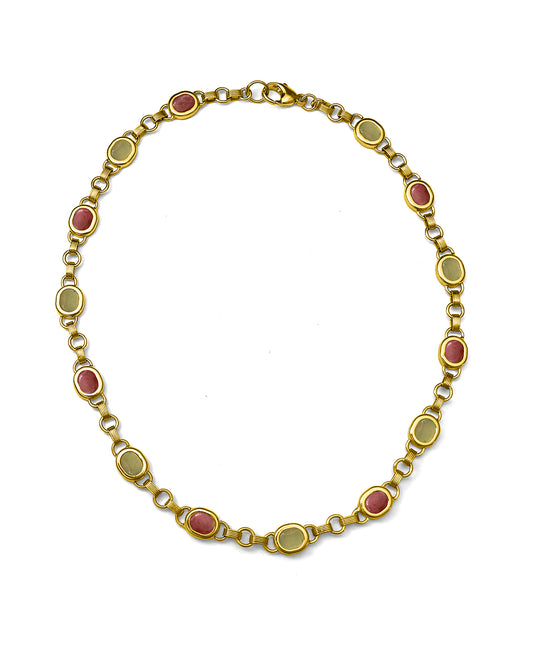 Aventurine and Rhodonite Station Necklace
