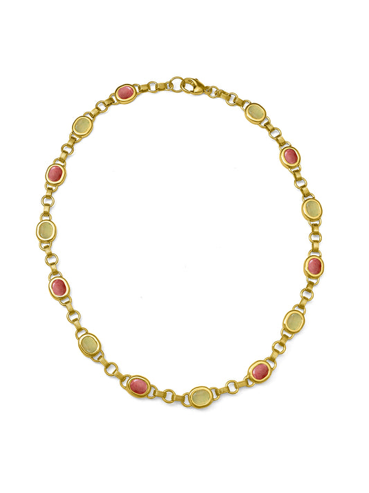 Aventurine and Rhodonite Station Necklace
