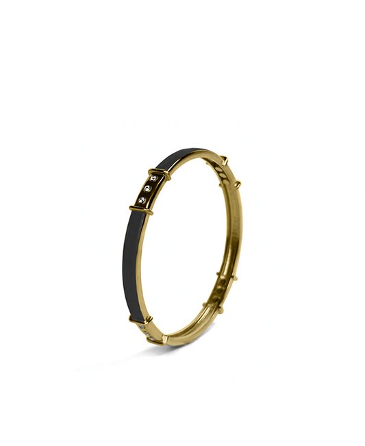 Cobra Bangle with Enamel Detail - Jet