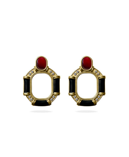 Frame Earrings with Carnelian Stones