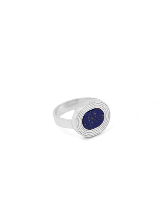 Sterling Silver Cocktail Ring with Lapis Lazuli Stone