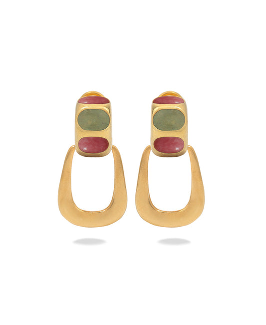 Aventurine and Rhodonite Medium Dangle Earrings