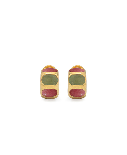Aventurine and Rhodonite Huggies