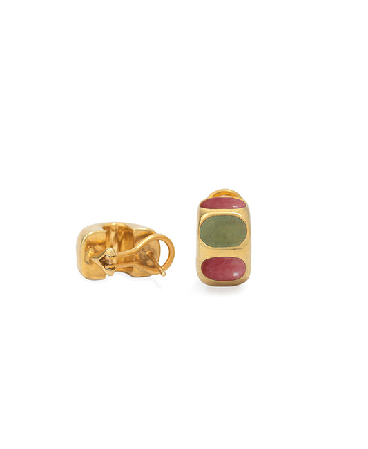 Aventurine and Rhodonite Huggies