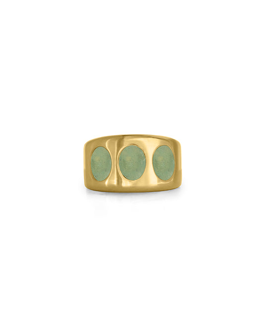 Triple Aventurine Wide Ring
